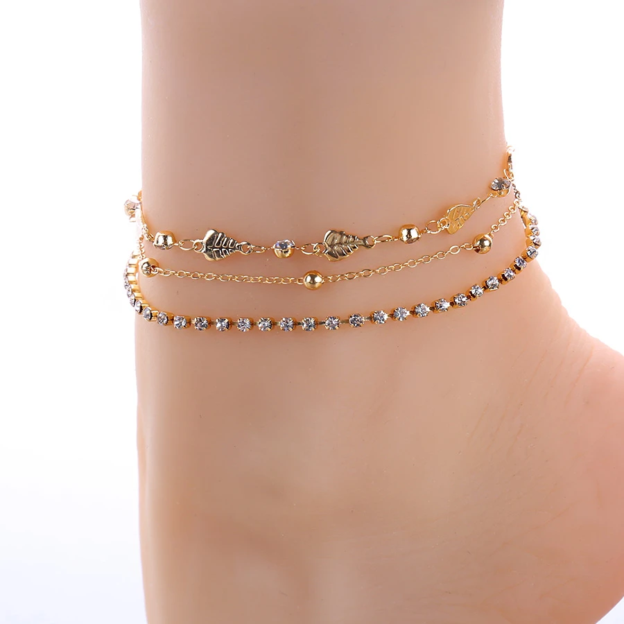 de oro de de la Pierna Para Mujeres Perlas Deja Pulsera de Tobillo Descalzo Sandalias Cristalinas de la Joyería Del Pie de Playa de Vacaciones de Verano|anklets for