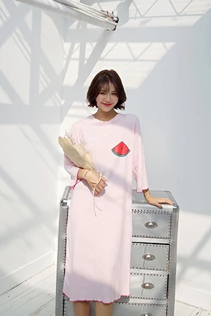 Jinsen Aite Хлопковая женская домашняя одежда новая весенняя летняя ночная рубашка больших размеров с карманами Женская одежда для сна JS778 - Цвет: Розовый