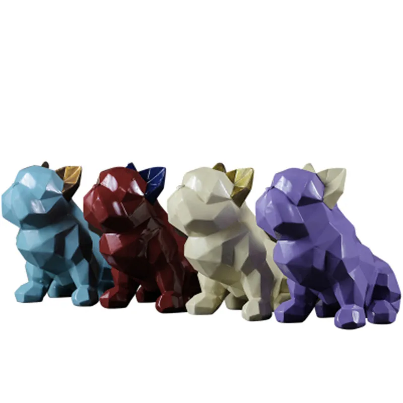 European Style Geometry FRENCH BULLDOG Simulation Animal Figurines Fashion Children Bedroom Desktop - 33044370164