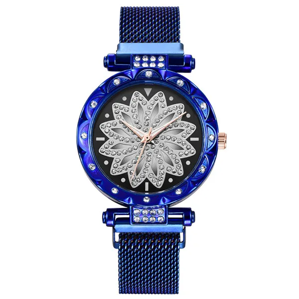 Montre femme 360 Degree Rotating Women Watch Magnetic Bracelet Watch Ladies Quartz Wrist Watch Montre Femme Zegarek Damski A40 - Цвет: Blue