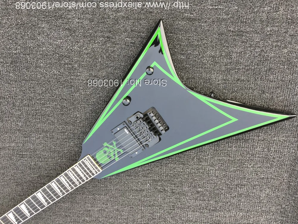 Custom shop ALEXI LAIHO зеленая подпись электрогитара, высокое качество ES V форма двойной тремоло гитара