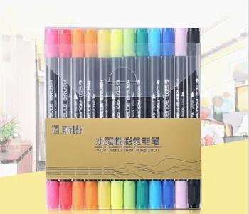 

STA 12PCS Dual Brush Water based Art Marker Pens with Fineliner Color Set watercolor soft markers for Artists drawing