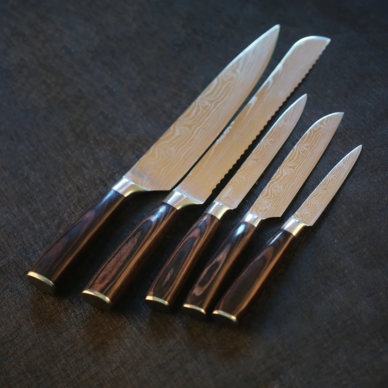 

Kitchen Knives 7Cr17 Stainless Steel Bread Knife Chef Santoku Slicing Knife Paring Knife Cleaver Meat Cooking Tool Wooden Handle