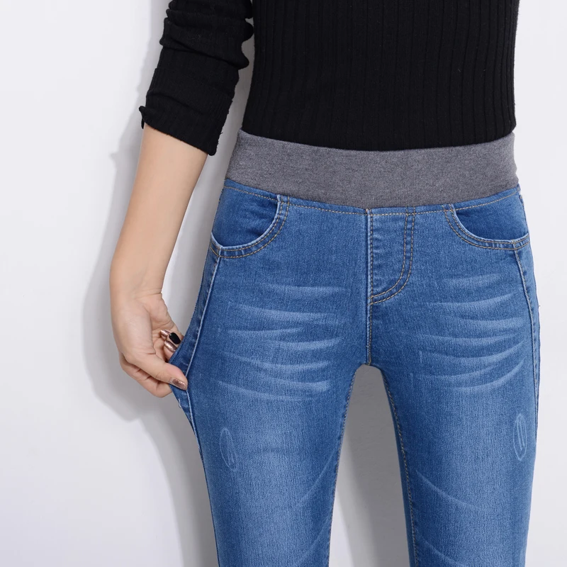 De Mujeres Elástica Estiramiento Más Nuevo Negro Terciopelo Las Otoño Cintura azul Del Slim Pantalones Y Invierno Espesamiento Lápiz Vaqueros Oqwxnnvt