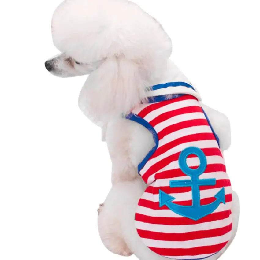 

Navy Style Striped Vest Sailor With A Triangular Scarf Pet Clothes t-shirts for dogs clothing Pets summer clothes cachorro XT