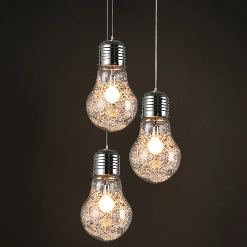 Modern Hanging Bulb Pendant Light Indoor Decorative Glass Bulb Shade Pendant Lamp Dining Room Restaurant Pendant Light E27 Lamp Holder Home Decor (7)