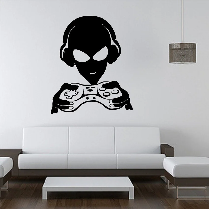 

Wall Sticker Mural Decal Vinyl Decor Alien Gamer Let's Play The Game Art Decor Home Decor Wall Decals Cartoon Wall Sticker U468
