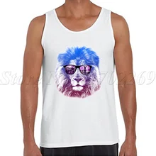 Мужские летние модные дизайнерские топы на бретелях ретро с принтом льва Повседневный жилет без рукавов бодибилдинг одежда