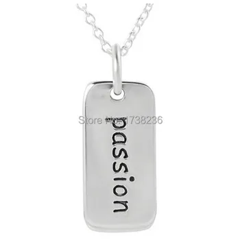 

50Pcs Shipping Alloy Rectangular Hand Stamped Passion Message Necklace