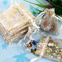 100 шт/партия белые Подарочные чехлы-мешочки для ювелирных изделий из органзы