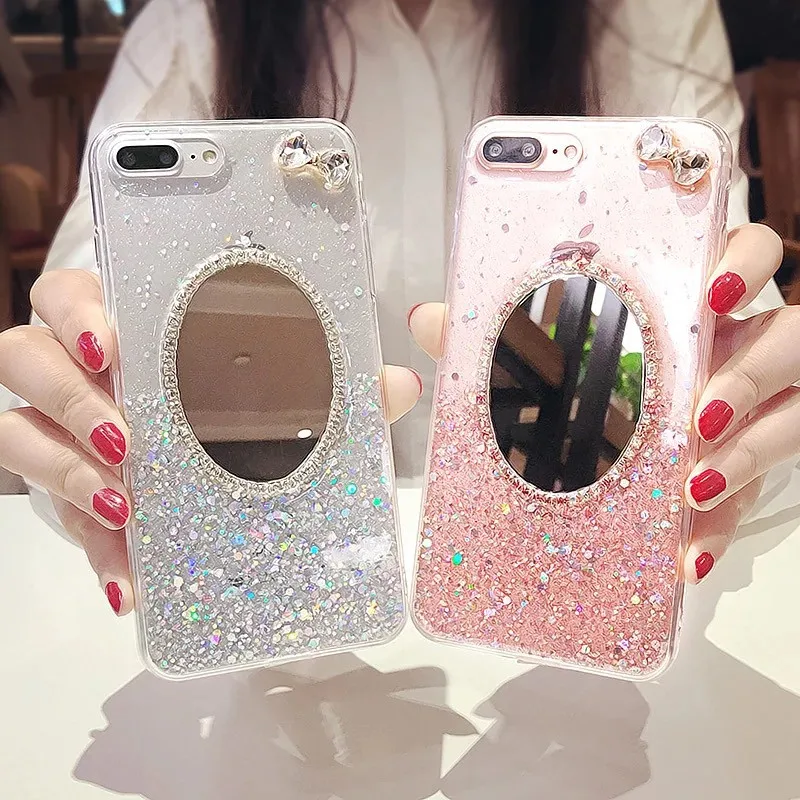 

Siliver Pink foil Mirror Phone Case For iPhone X XS Max XR Soft TPU Clear Cover For iPhone 7 8 6 6s Plus Case Coque Fund