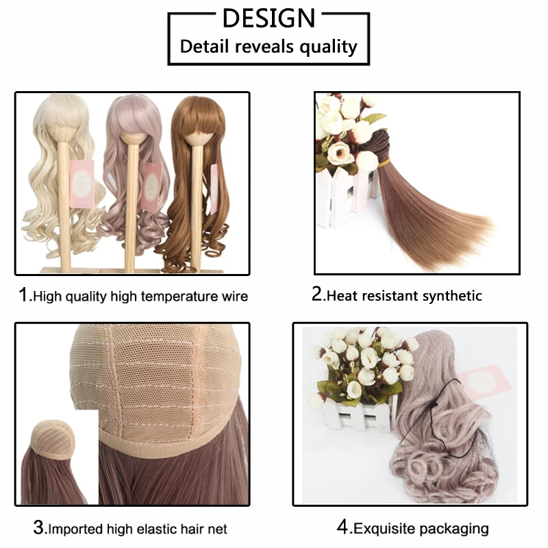 Кукла парик Размеры 7-8 дюймов 1/4 высокой температуры парик для девочек и мальчиков Косплэй длинные волосы куклы парик в Красота кукла DIY решений и ремонт аксессуар