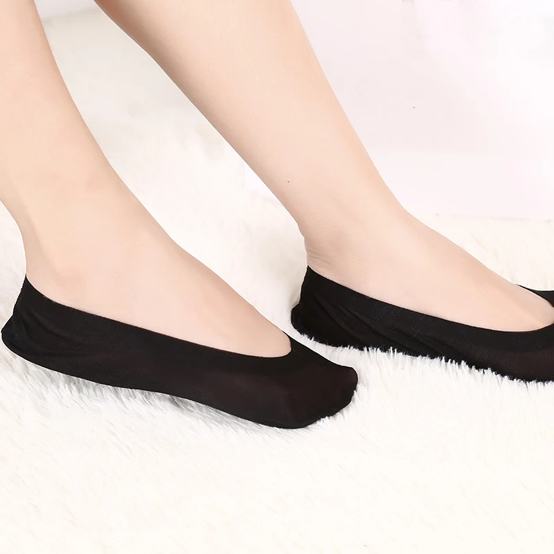 1 пара Лето Для женщин 3D массаж ног здоровья носки нескользящие дышащие женские носки до лодыжки с силиконовый невидимый лодка носки - Цвет: Black
