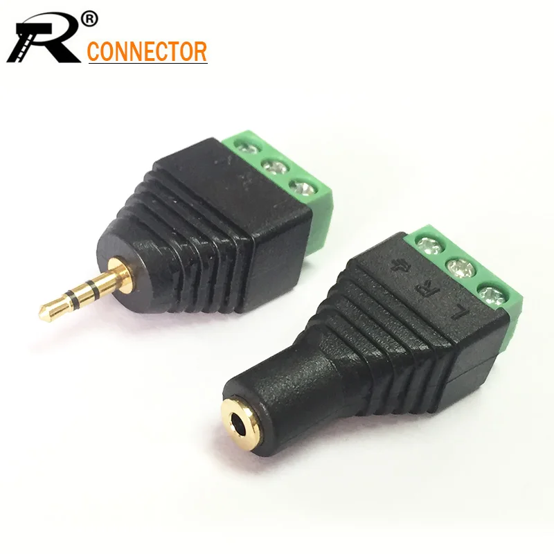 4 Poles Video AV Balun Adapter 4 Pole 2.5mm Male  Female to 4 Pin AV Screw Terminal Connector for CCTV Camera