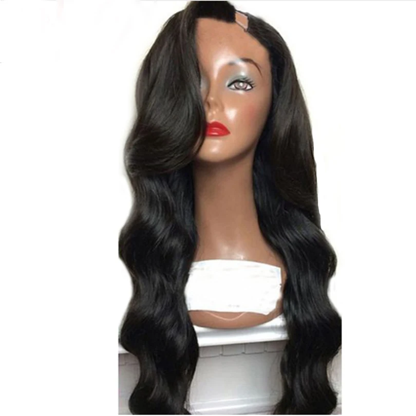 

Simbeauty Body Wave U Part Wig Human Hair Brazilian Remy Hair Wigs For Black Women Left 1x4 Inch Natural Color With Clips Combs