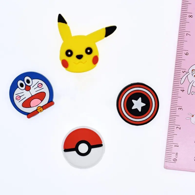 

4 PCS Pikachu Doraemon Poke ball Soft silicone Decoration Flat back PVC DIY Gadgets Fit weistbands Shoe Charms hair Accessories