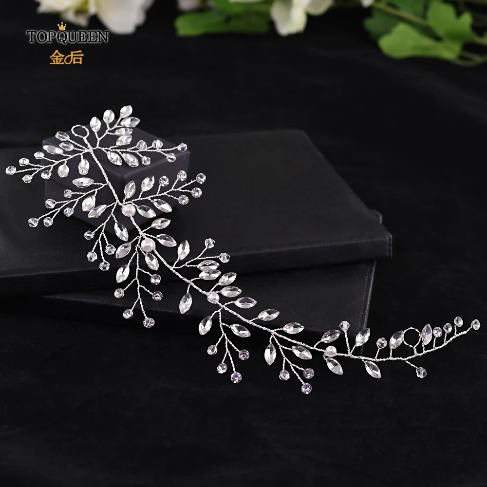 TOPQUEEN Wedding Hair Vine Bridal Hair Accessories Headpieces Diamond and Crystal Clips Comb Pearl Bride Jewelry