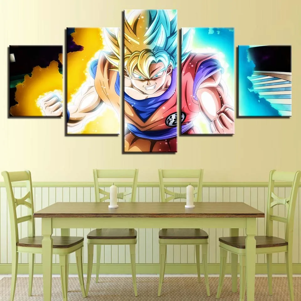 Dragon Ball плакаты на стену, изображения для Гостиная картины 5 штук Son Goku Saiyan аниме домашний декор абстрактный 16