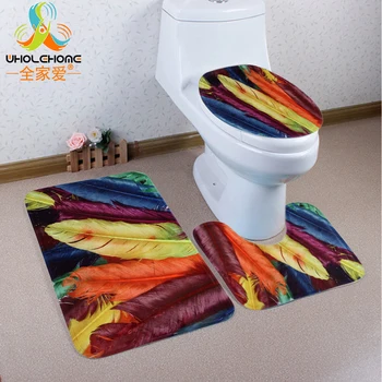 

Floor Mat Carpet Coral Flannel Fleece Fabric Doormat Bathroom Mat Square U Shape Toilet Cover Anti Slip Decoration 1 Set 3 PCS