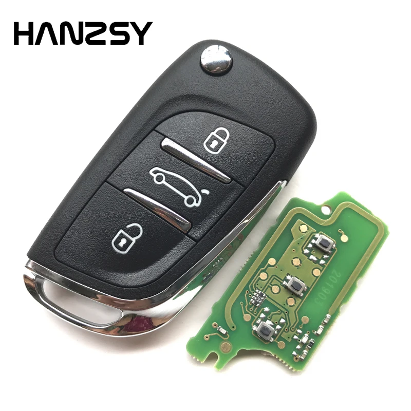 Billige 3 tasten Auto Flip Folding Key Für Peugeot 407 207 307 308 807 CE0536 Auto Remote Key Fob mit Chip ID46 433MHz FRAGEN VA2 klinge