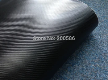 

High Quality 3D Black Carbon Fibre Vinyl Wrap Air Bubble Free Thickness 0.18mm For Car Wrapping Sticker Size 1.52x30m/Roll