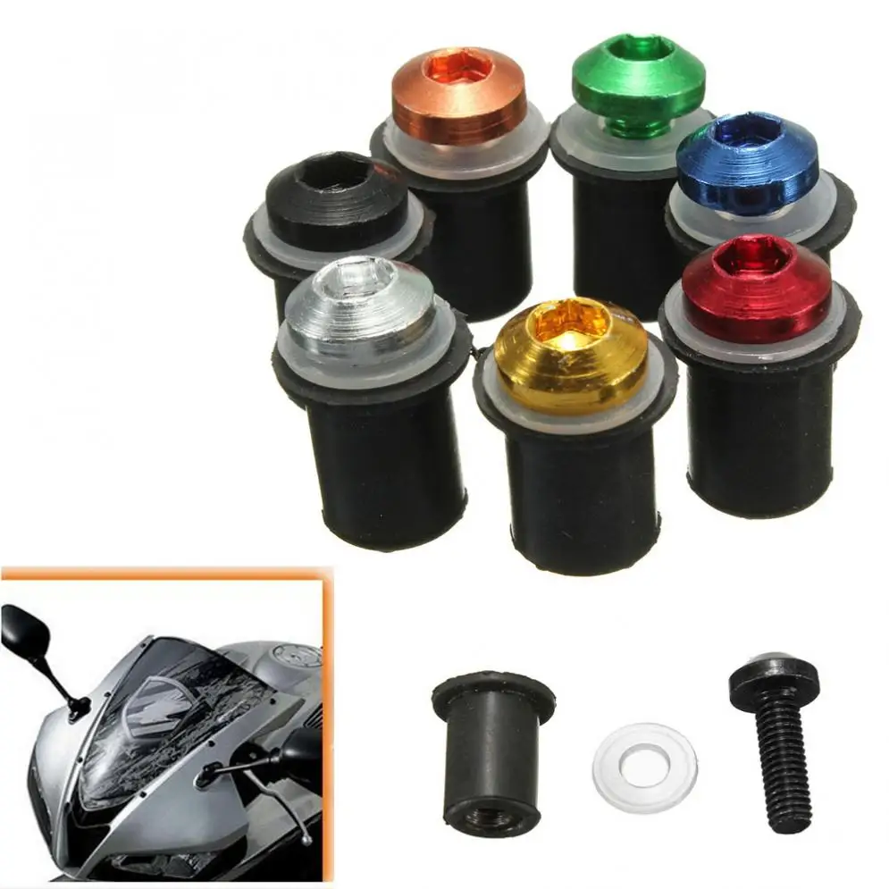 

Anodized Aluminum Set of 10 Motorcycle M5 x 16mm CNC Windscreen Windshield Screw Bolts Nuts Kit