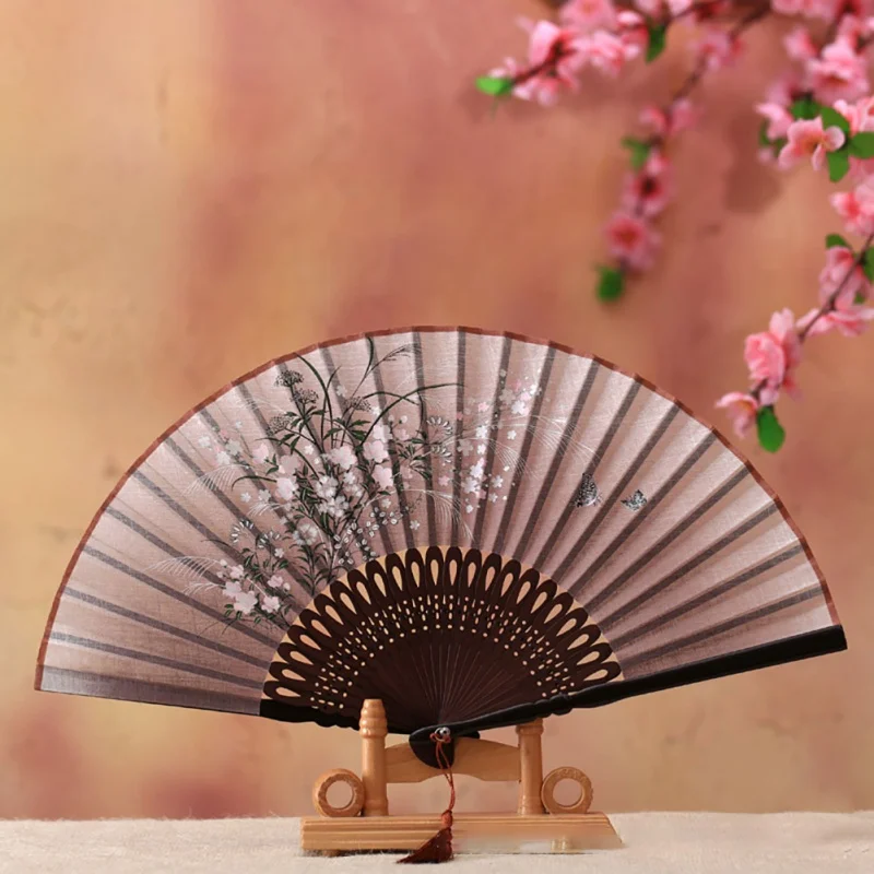 Китайский веер складной ручной веер из шелка и бамбука винтажный Ретро стиль ручной работы фестиваль подарок инструмент для представления