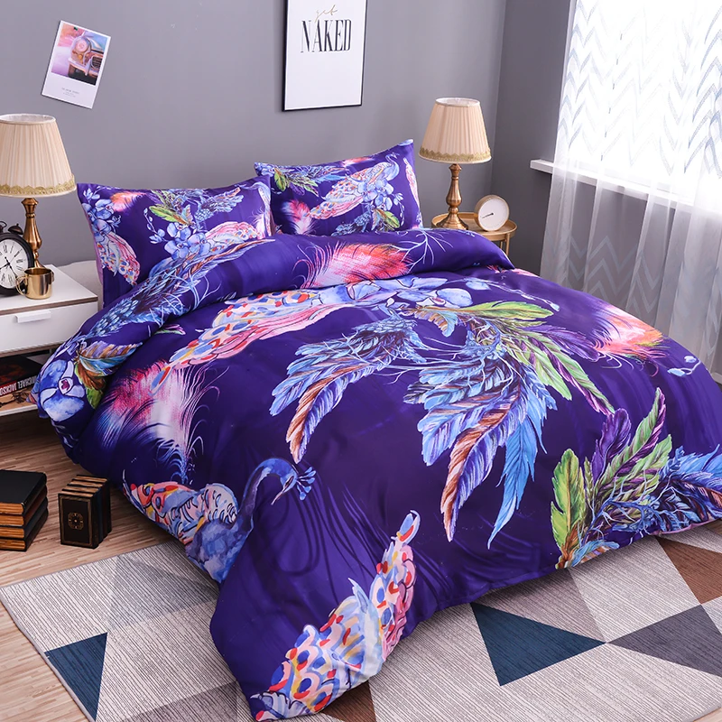 Us 28 0 40 Off Zeimon Luxury Bedding Set Animal Queen Size Bed Set Peacock Pattern Comfortable Soft Bedclothes Set Duvet Cover And Pillowcase In