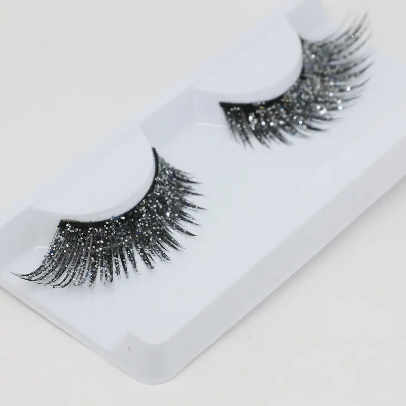 

YOKPN Glitter False Eyelashes Art Stage Modeling Performance Makeup Lashes Fashion Shimmery Exaggerated Fake Eyelashes 2 Color