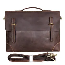 14 Famous Brand Business Men Briefcase Bag Crazy Horse Genuine Leather Laptop Bag Casual Vintage Man Shoulder Messenger bags crazy horse pu leather men bags business men s briefcase vintage shoulder messenger bags travel fashion brand new