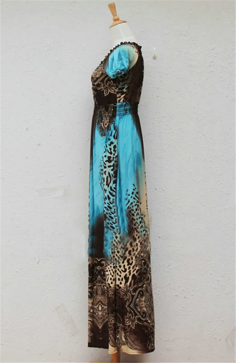 Gladiolus Bohemian Summer Dress Women 2019 Short Sleeve V Neck Tunic Sexy Leopard Print Maxi Dresses For Women Long Beach Dress (35)