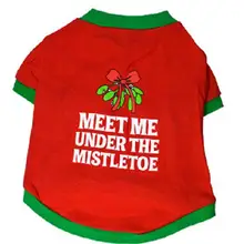 Transer собачья одежда собаки Рубашка Одежда для собак хлопок Рождество письмо узел Печати Pet Рубашка 4,6