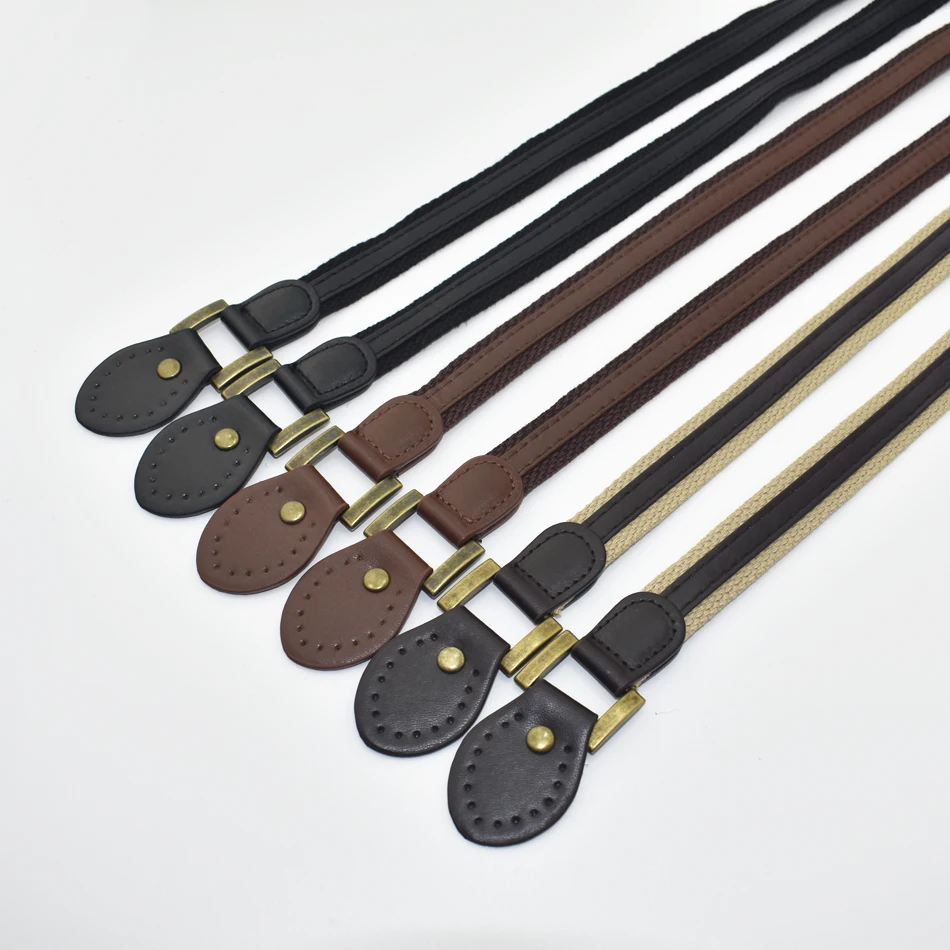 2PCS Canvas Ribbon PU Leather Bag Strap Handmade Bag Handle Replacement