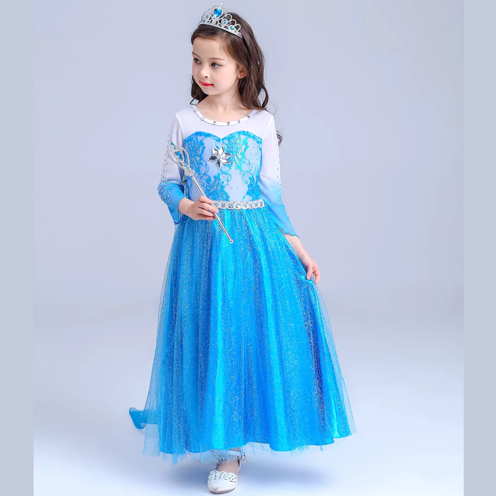 

Halloween costume princess dress anna elsa dress girls princess gauze sequinned skirt cotton lining