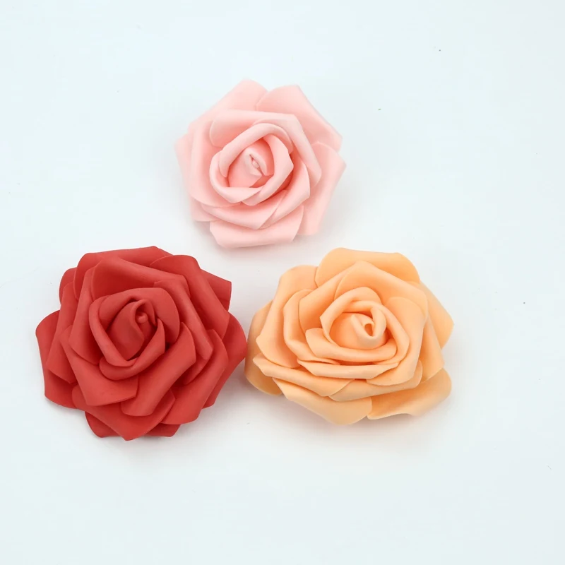 7CM Foam Roses Flower Wall Home Wedding Decoration Bridal Accessories Clearance Scrapbooking Brooch Handmade Artificial Flowers