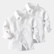 Чистый белый школьные рубашки парк 2 для мальчиков рубашка с длинными рукавами для подростков 2 шт./лот Повседневное Дети Одежда для джентльменов 2 4 6 8 10 12 лет