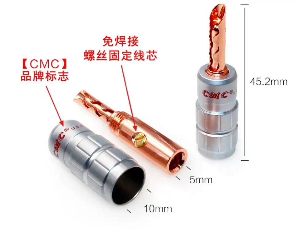Hifi латунь CMC банан BFA штекер Jack 4 мм Винт провода без пайки Разъем позолоченный Аудио динамик кабель Разъем Банана