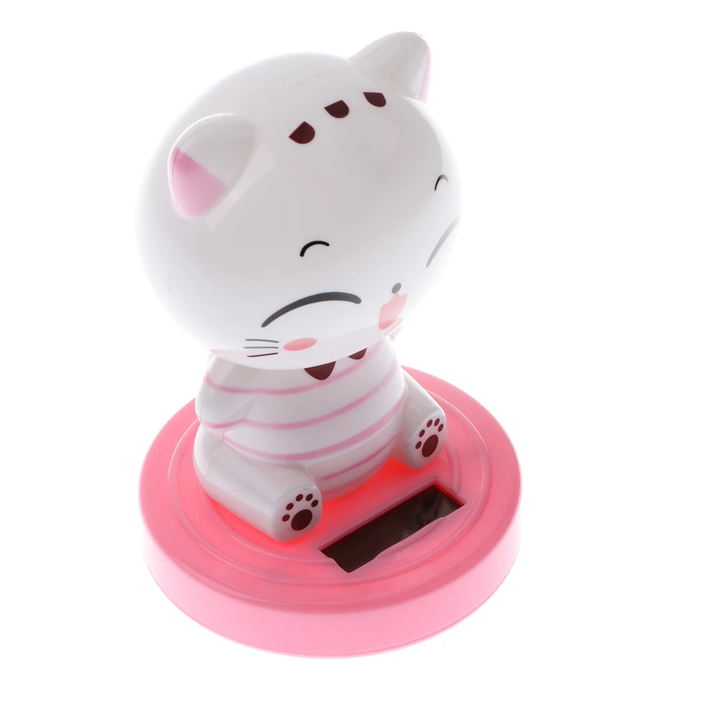 Kids Solar Powered Waving Hands Fortune Cat Kitten Animal Swinging Toy Car Home Ornament Decor Kids Xmas Gifts Gag Prank Toys