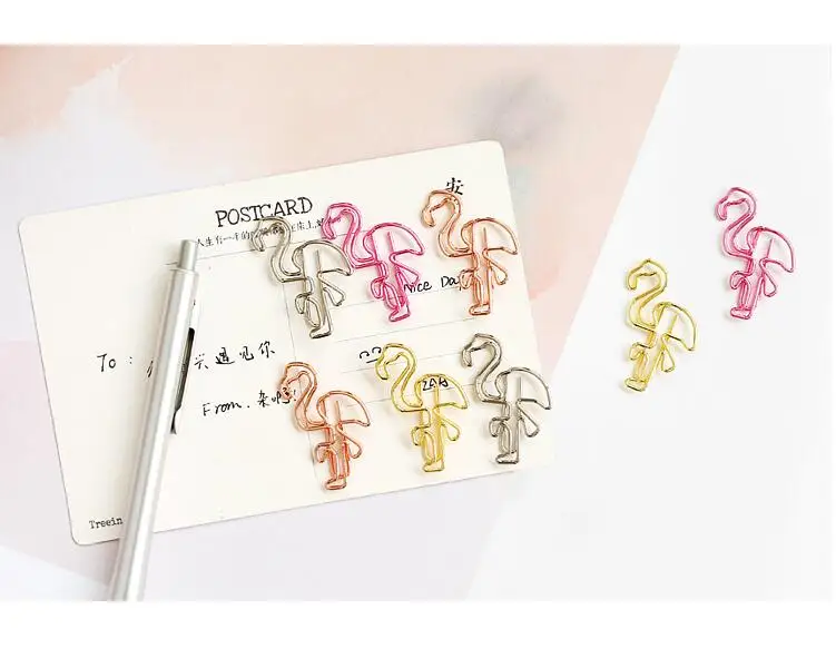Творческий Фламинго клип моды металл закладки 2.5*4 см школьные канцелярские принадлежности 8 шт./лот Бесплатная доставка