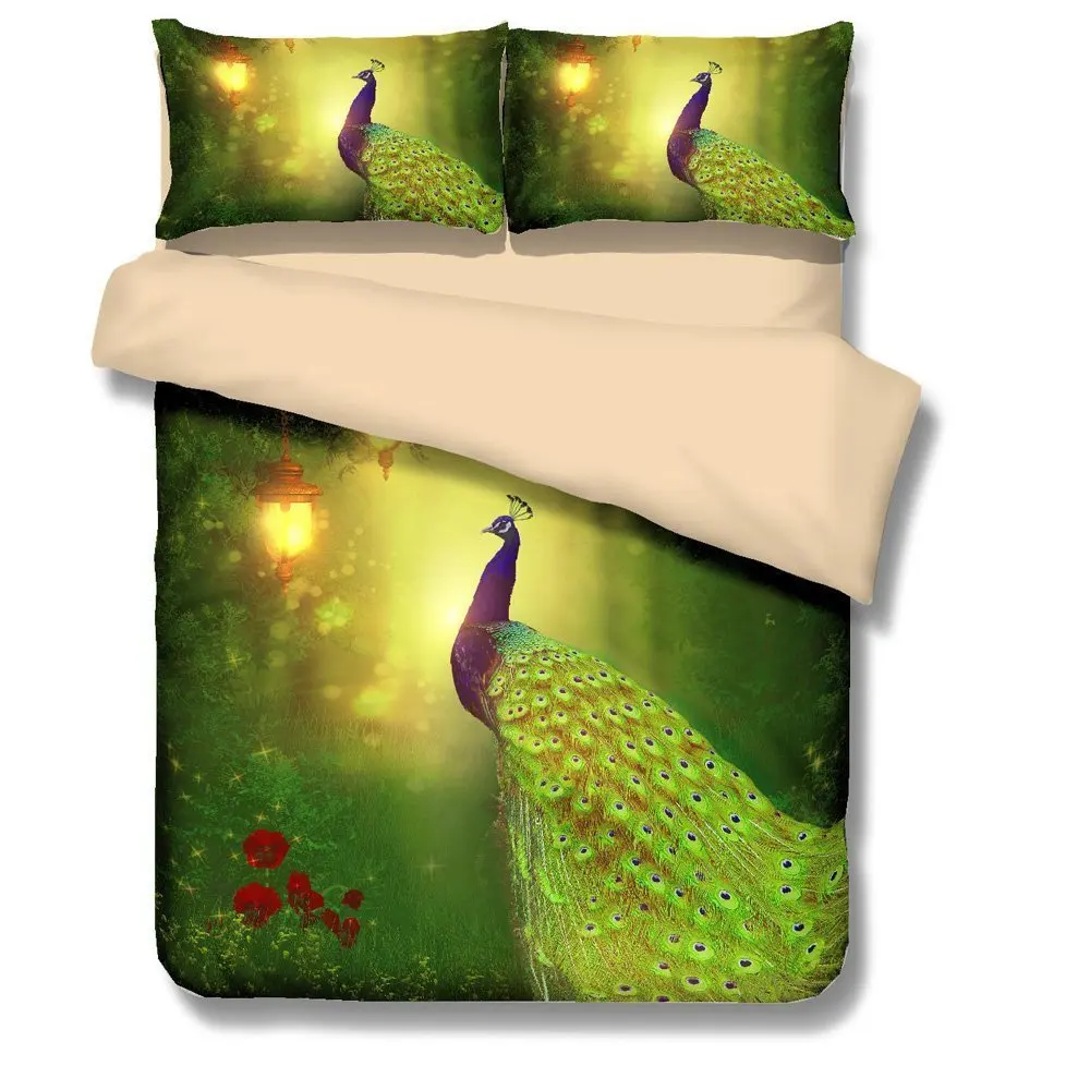 WARMTOUR Forest Peacock 3D Bedding Set Twin Full Queen King Bedclothes Duvet Cover Set Bedlinen
