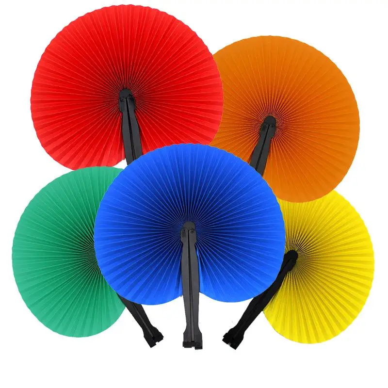 

2016 New Fashion 7pc Handmade Paper Hand Folding Fan For Party Wedding Home Decoration