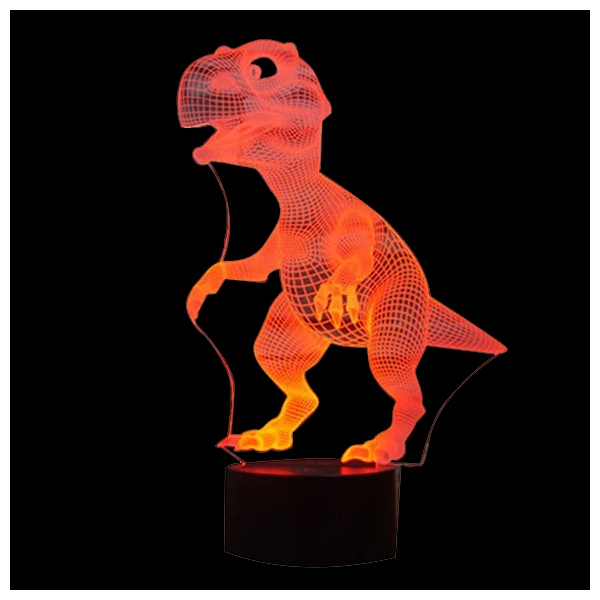 

(Retail) 3D Lamp Optical Illusion Led Night Light, Amazing 7 Colors Dinosaur Shape Lamps with USB Charge for Home Decor