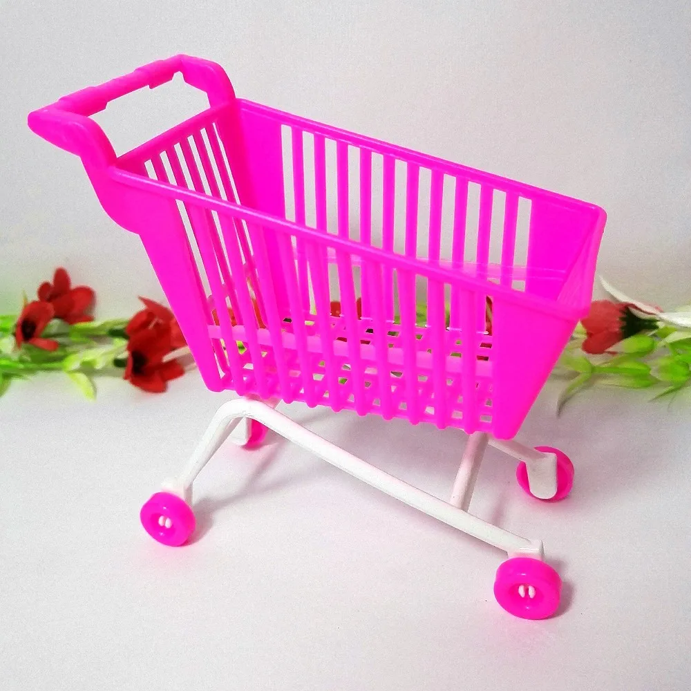 2 шт. корзина для Барби Классическая игрушечная тележка на колесиках для детей девочек подарок на день рождения розовый белый цвет