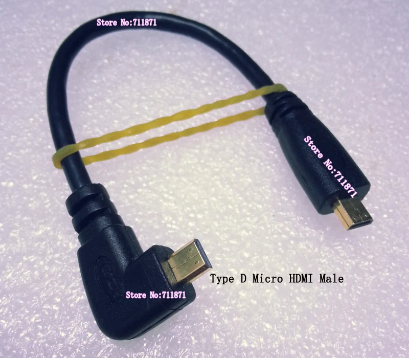 

90 degree Bend Right Angle Male to Male Type D Micro HDMI Cable 0.15M/15cm bending Micro Male Type D HDMI Cable Line Wire Cord