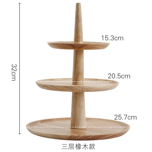 Деревянная полка для торта, трехэтажный поднос для фруктов, для гостиной, креативный домашний поднос для десерта, конфет, закусок, туалетного столика, украшение торта - Цвет: light three layer