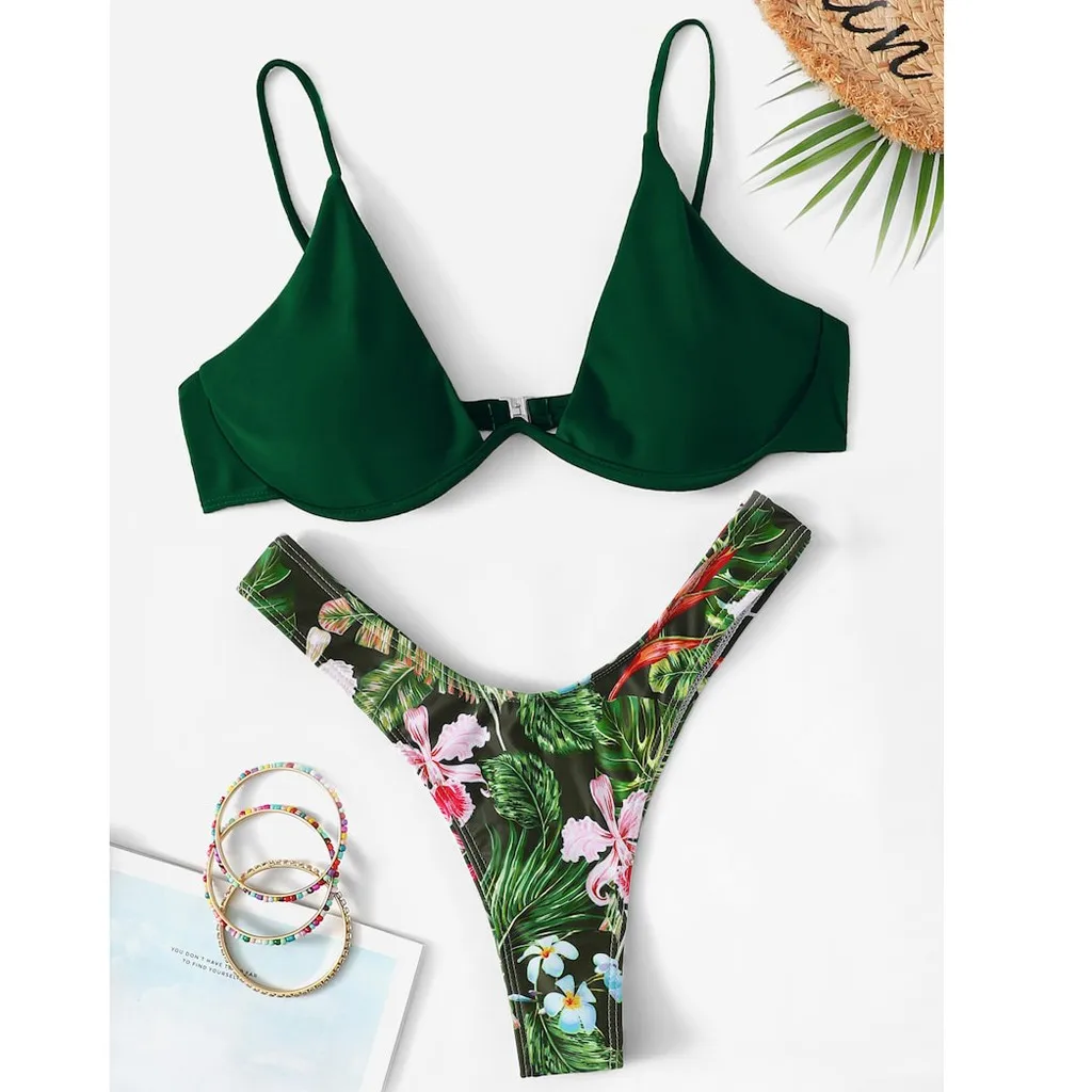 

ISHOWTIENDA Two Piece Suits V-Neck Swimwear Women Bikini Sets Push Up High Waisted Swimsuit Women's Swimming Suit Monokini #515