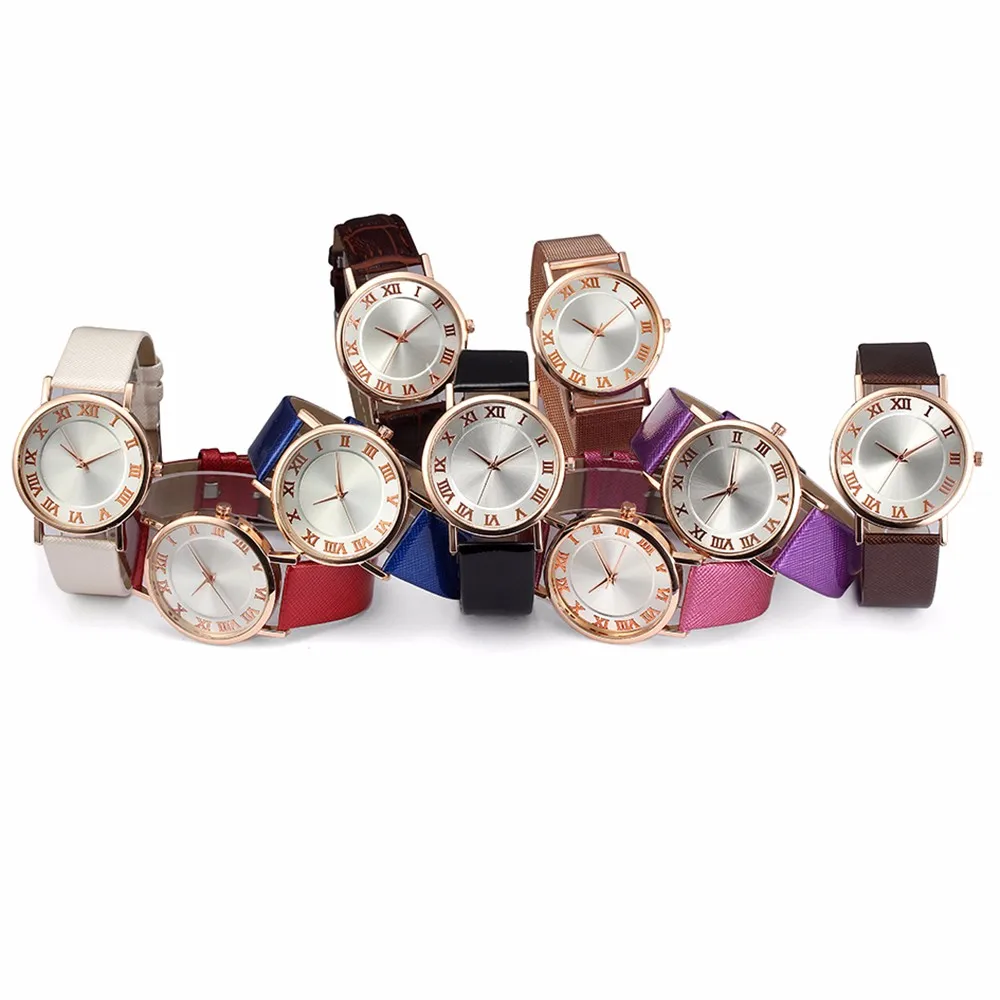 

Best selling Women Retro Digital Roman numerals Dial Watches Leather Band Quartz Analog Wrist Watch Clock 2019 relogio 40Q