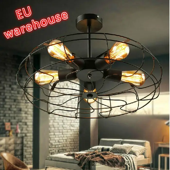 

EU warehouse Free shipping personality restaurant lights balcony fashion vintage lamps black fan pendant light E27 bulbs
