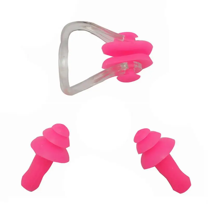 Silicone Swimming Nose Clip Earplug Watertight Set Kit Sports Fitness Swimming Pool Accessories Nasal Splint Ear Plugs