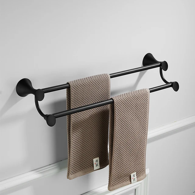Customized matte black towel rack 304 stainless steel bathroom rack